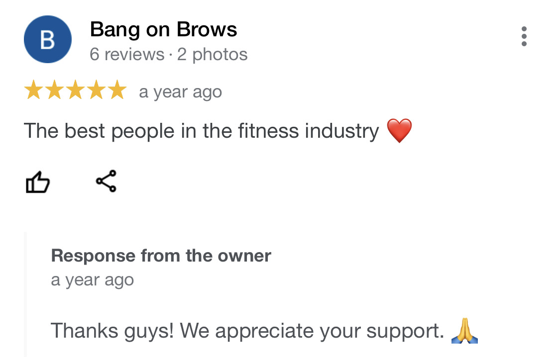 Bang on Brows google review