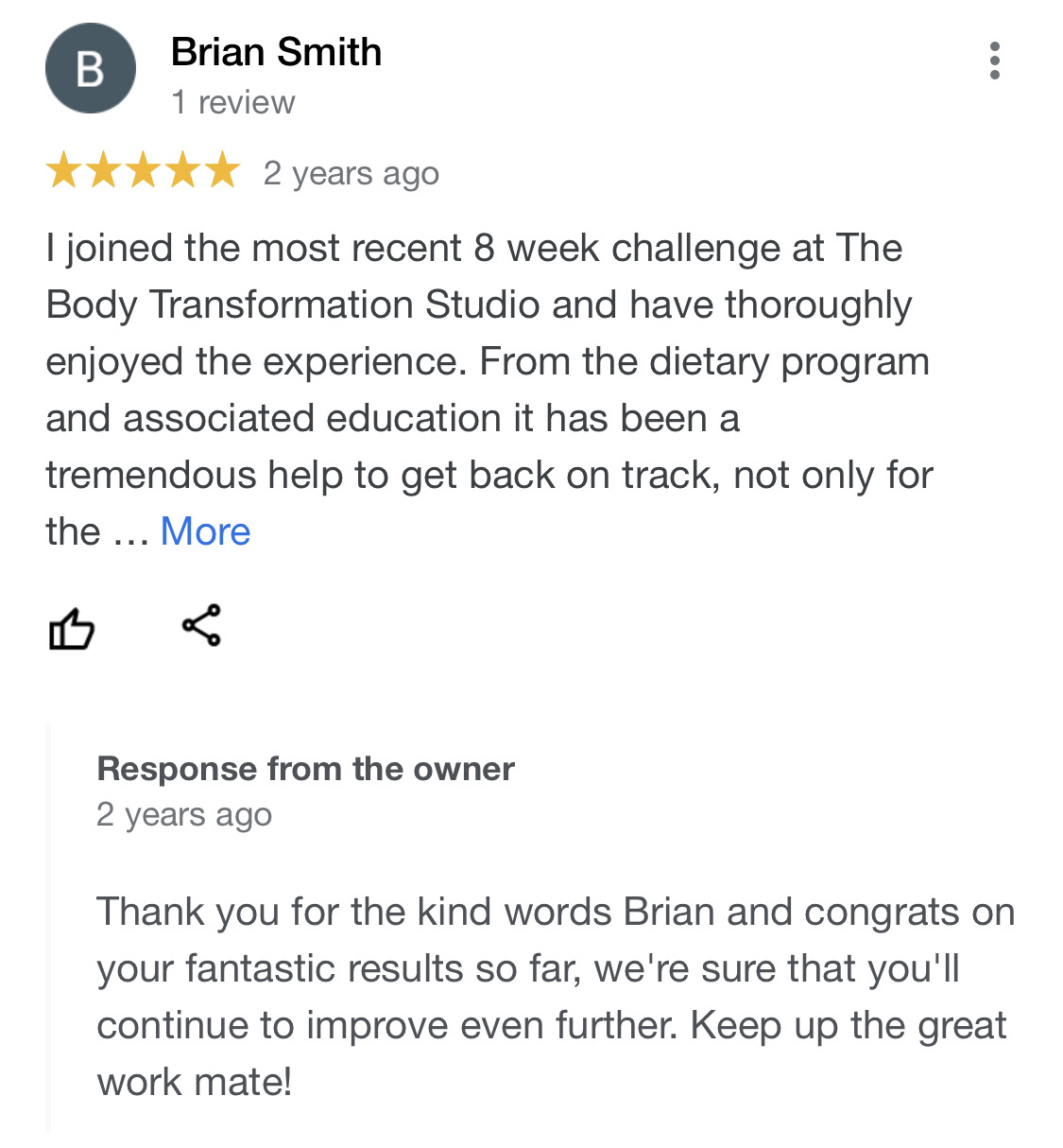 Brian Smith google review