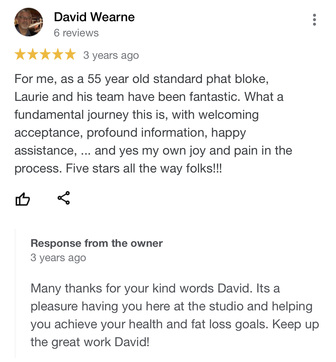 David Wearne google review