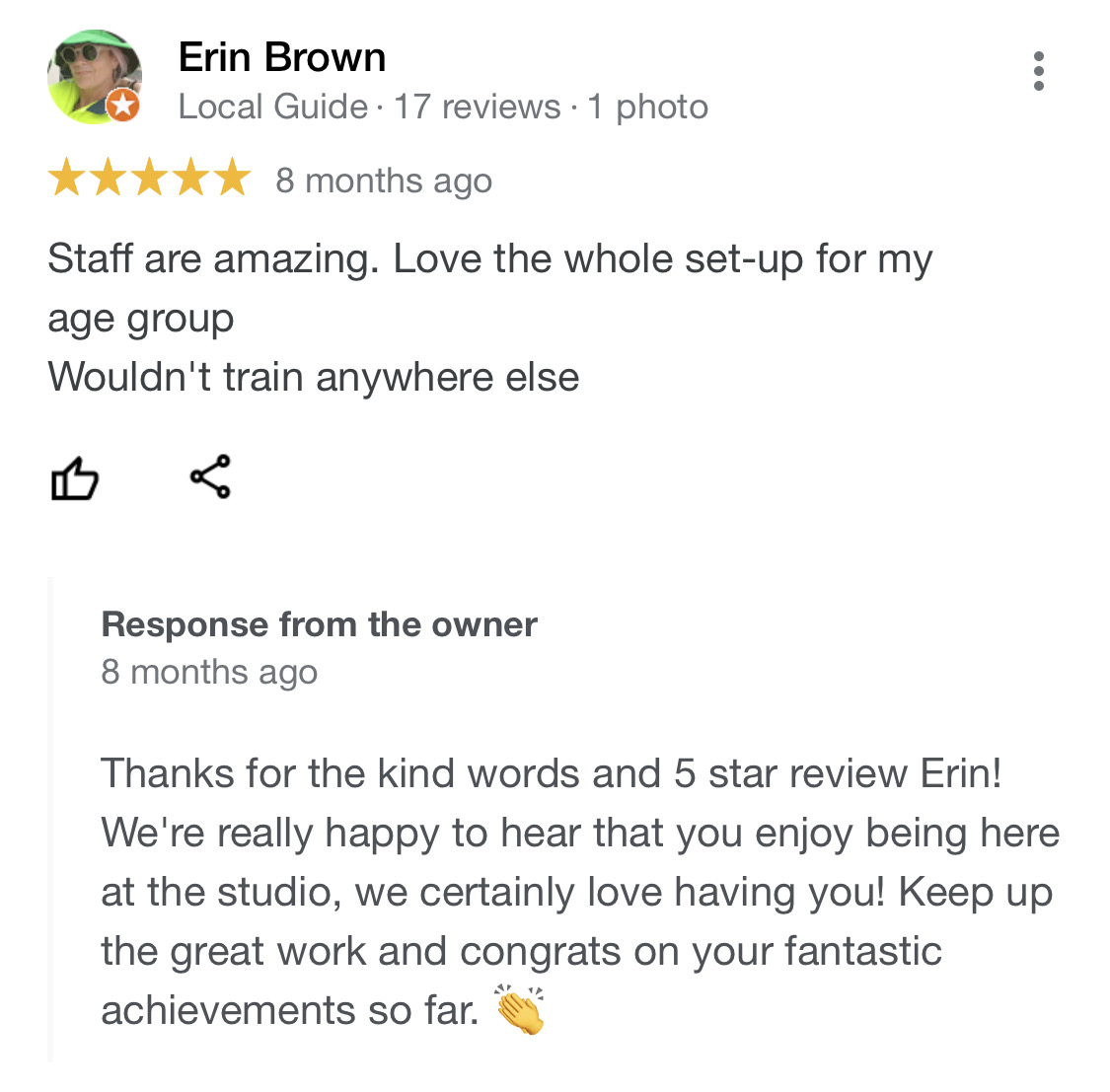 Erin Brown google review