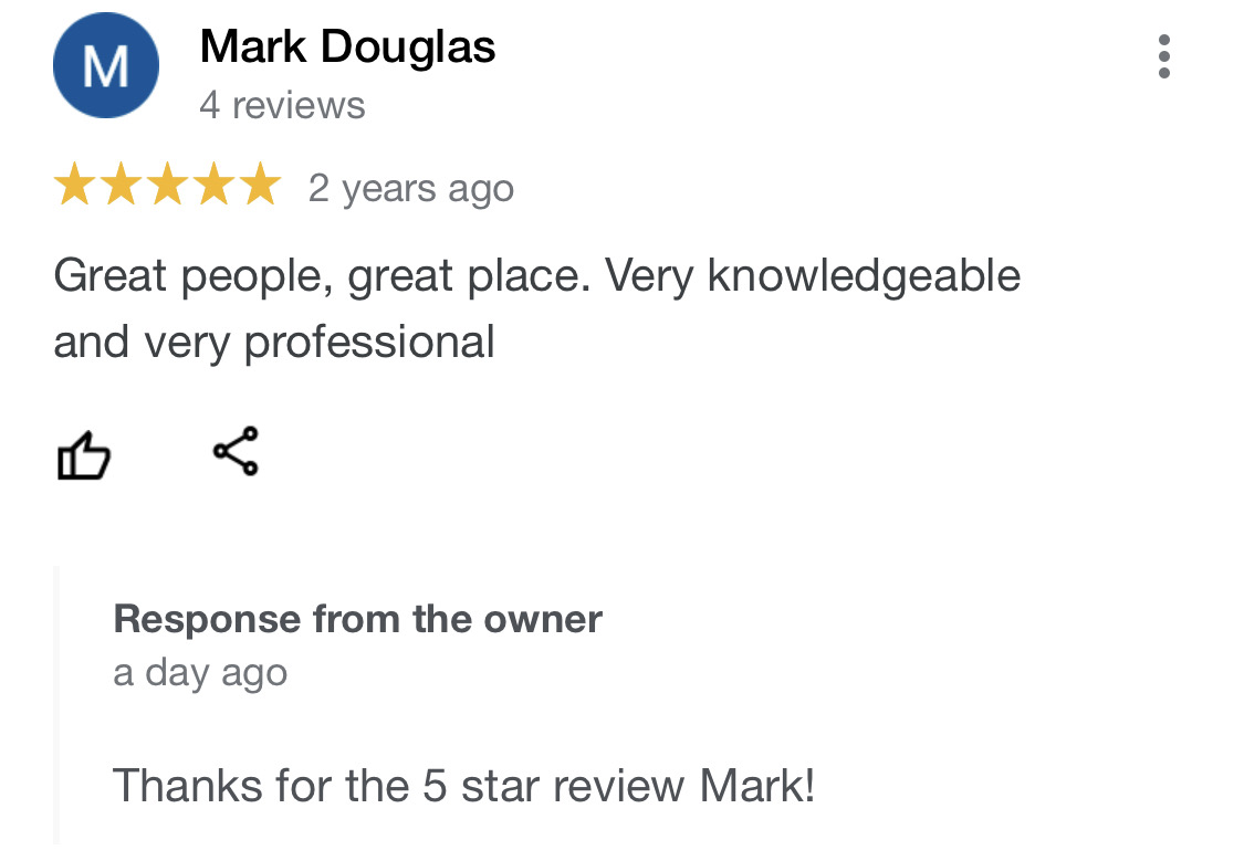 Mark Douglas google review