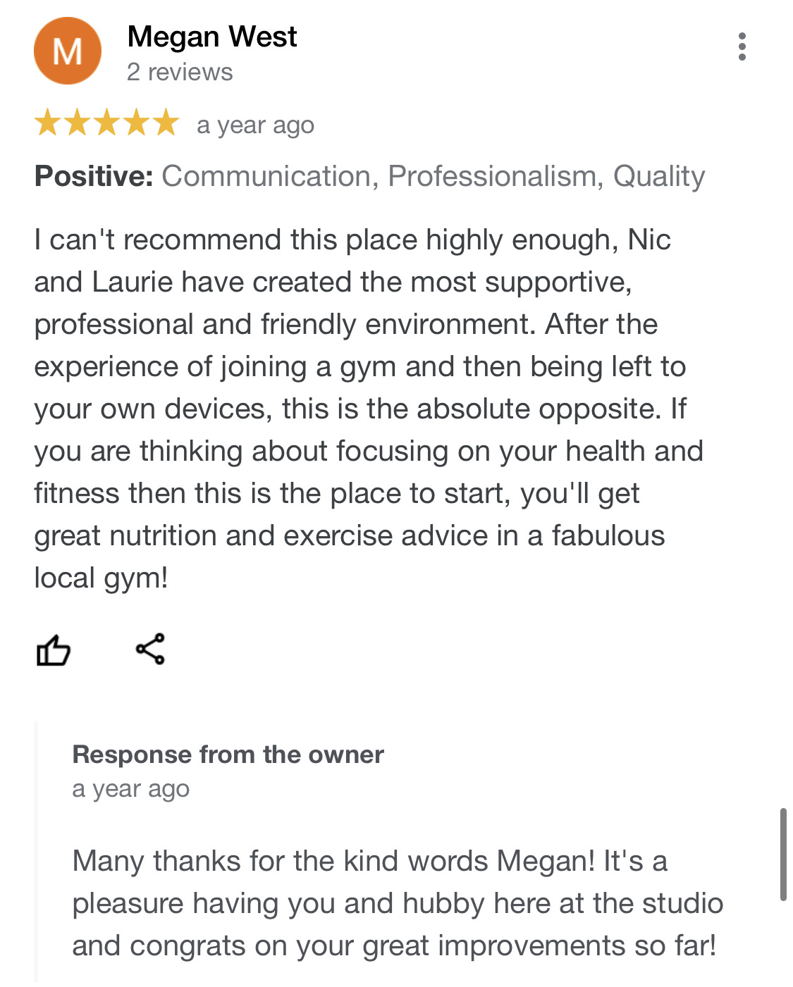 Megan West google review
