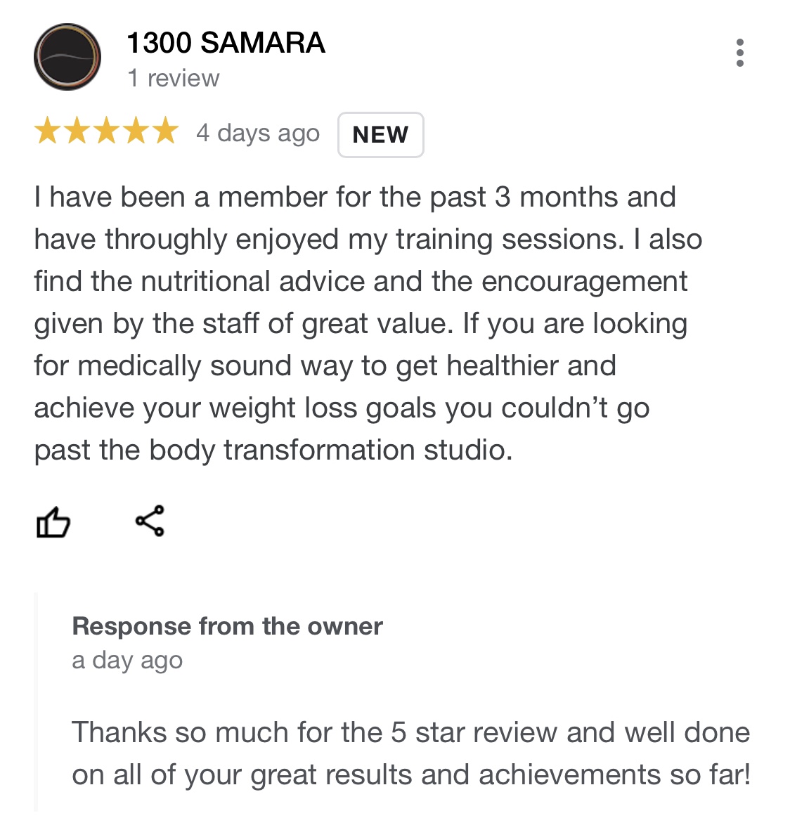 Samara Google Review