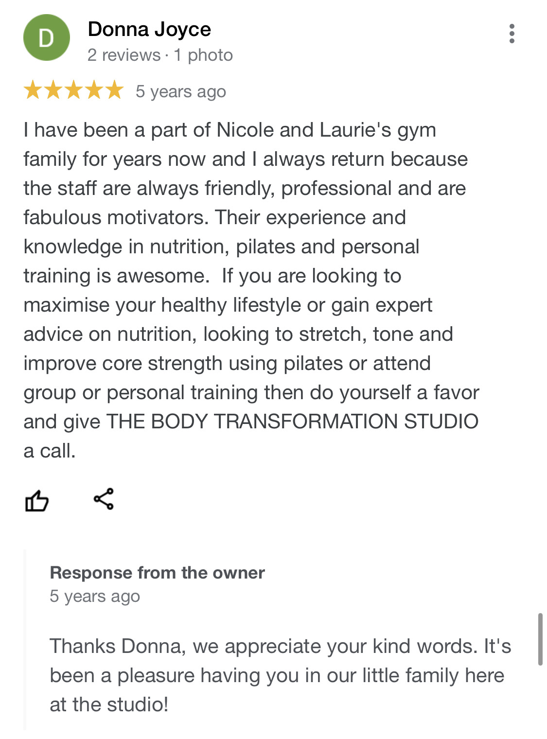 Donna Joyce - google review