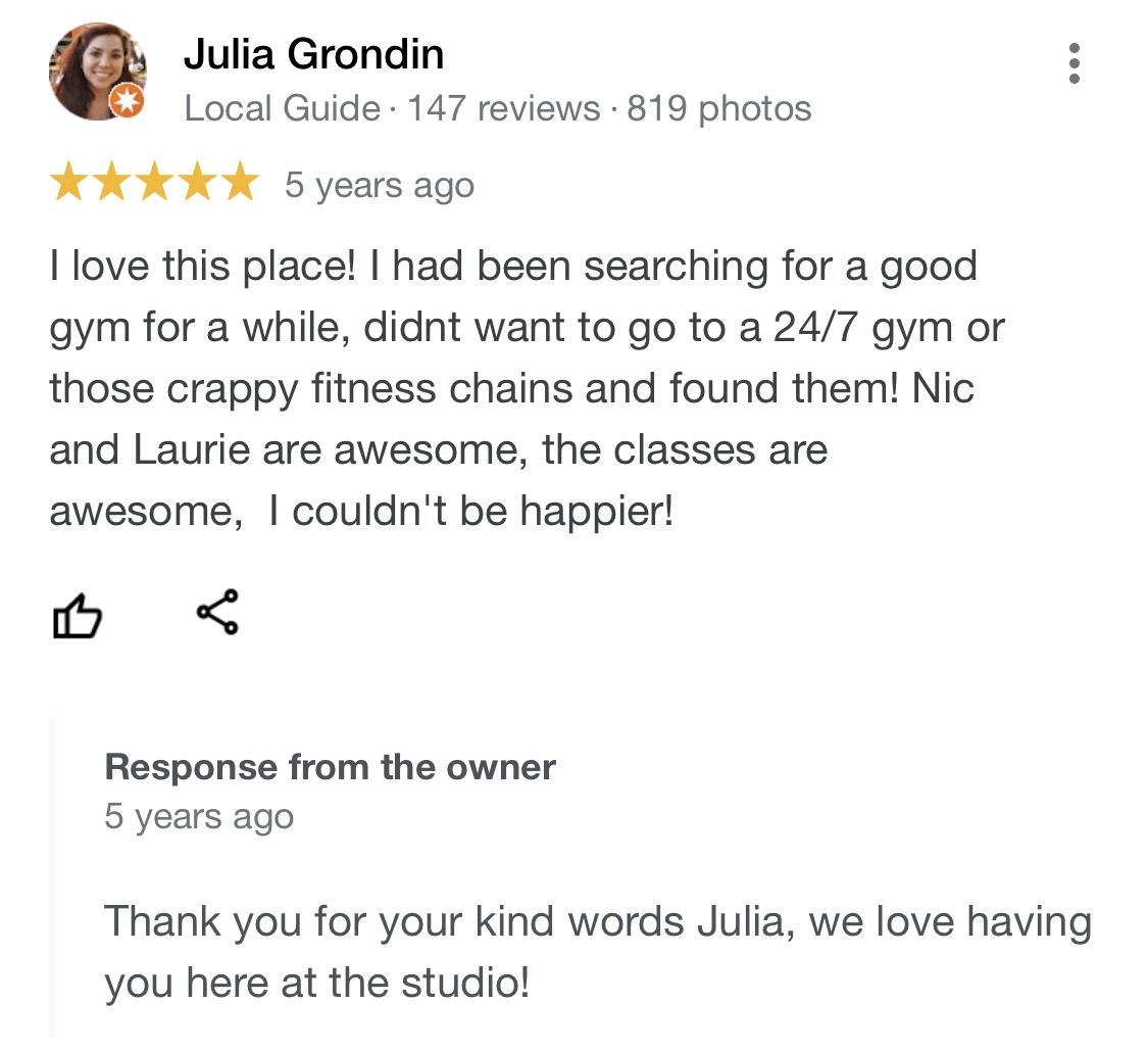 Julia Grondin - google review