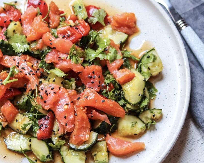 Healthy Bites Recipe: Crushed Cucumber Salad With Salmon
